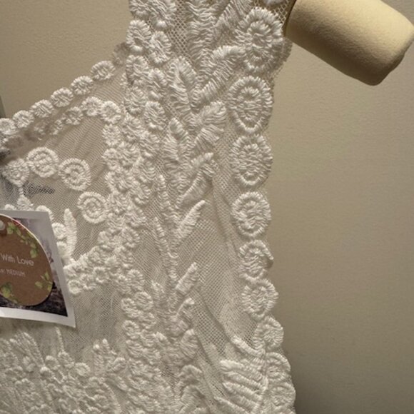 Handmade Lace Trim Tank Top Camisole Shell Scoop-Neck Bohemian Medium - Picture 4 of 10